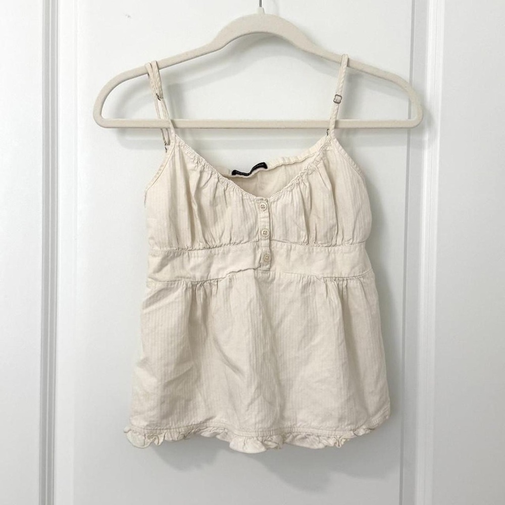 Brandy Melville Cream Button-Front Spaghetti Strap Camisole Top